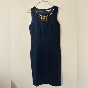 Banana Republic Women’s Jeweled Neckline Wool Sheath Dress Size 4 Lined Business